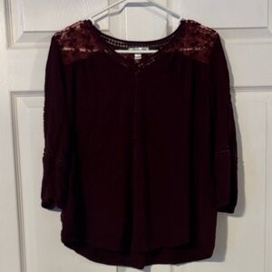 JohnPaulRichard Burgundy Lace Blouse